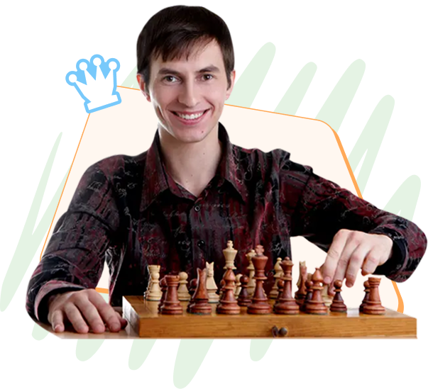GM Igor Smirnov with chess board