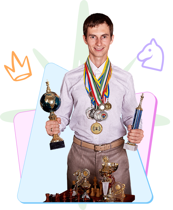GM Igor Smirnov with trophies and medals